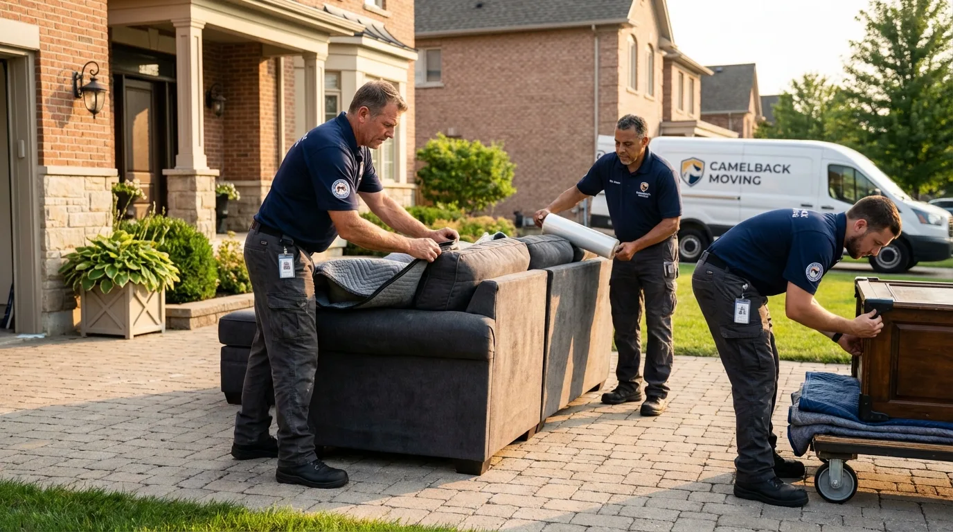 Large estate moving crew wrapping furniture in Campbelltown, PA