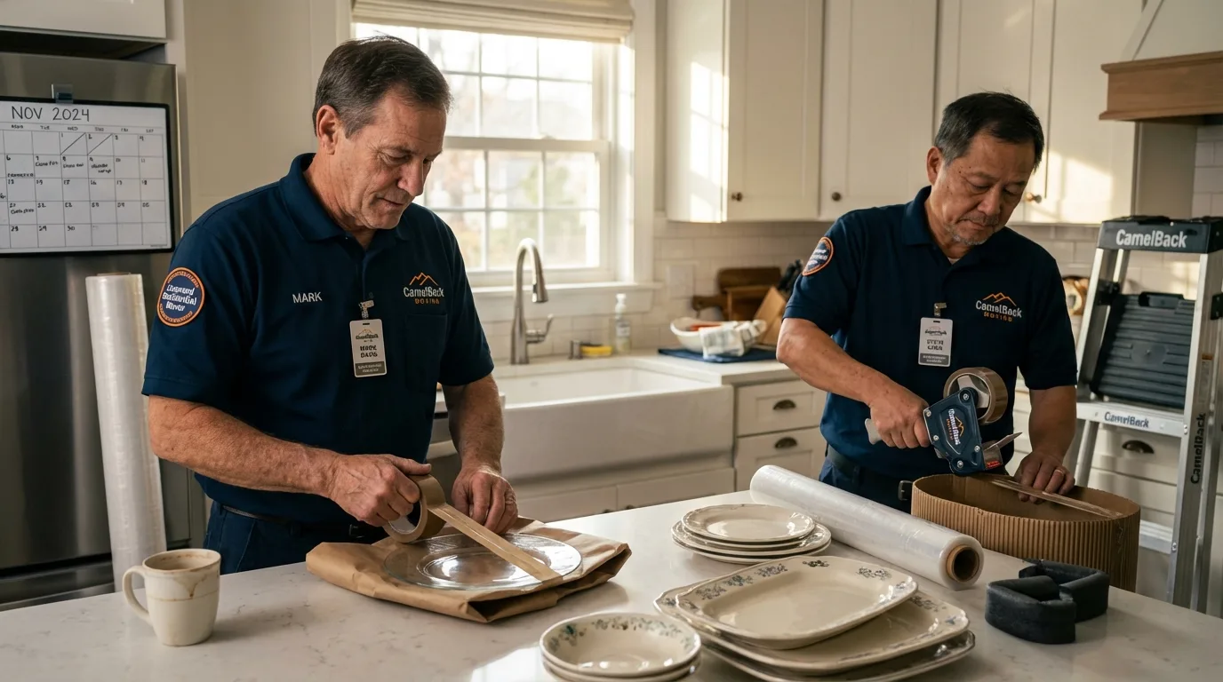 Professional crew packing kitchen dishware in Campbelltown, PA